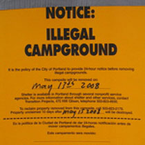 illegal camp notice